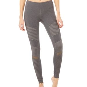 NWOT ALO YOGA STORMY HEATHER GRAY MOTO LEGGINGS
